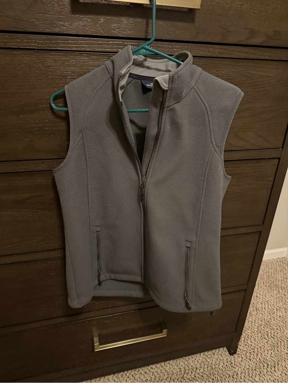 Lands End Women's Gray Fleece Zip Vest